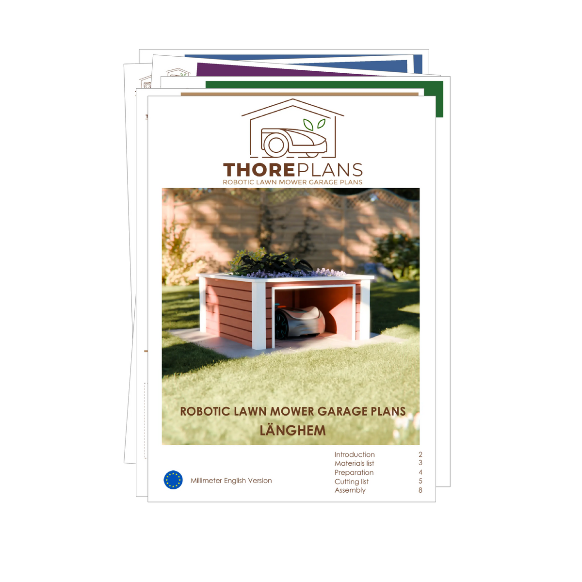 Länghem PDF robot mower garage plan Millimeter English version booklet overview by ThorePlans