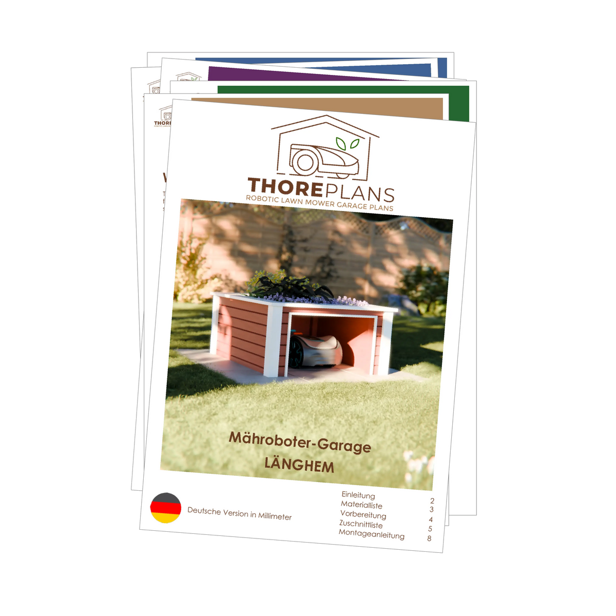 Länghem PDF robot mower garage plan German version booklet overview by ThorePlans