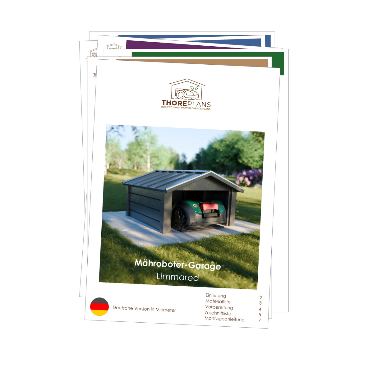 Limmared PDF robot mower garage plan German version booklet overview by ThorePlans