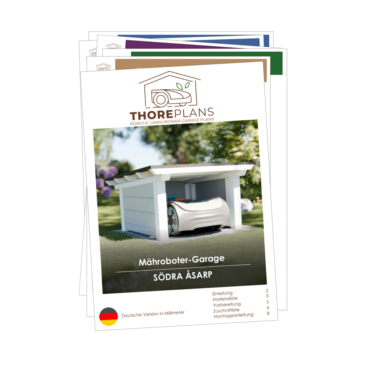 Södra Åsarp PDF robot mower garage plan German version booklet overview by ThorePlans