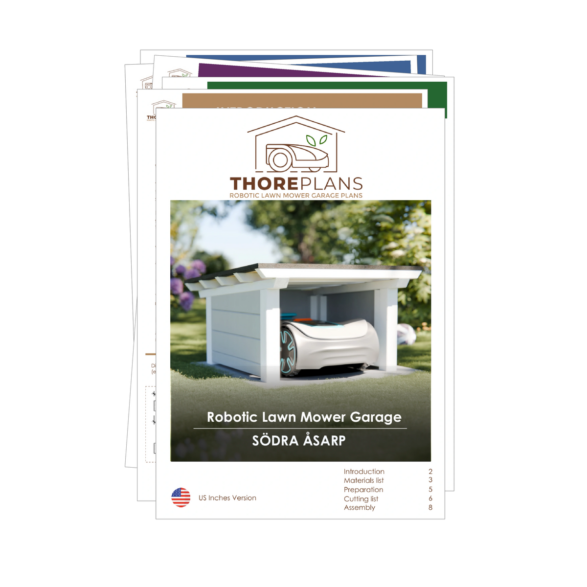 Södra Åsarp PDF robot mower garage plan US Inches version booklet overview by ThorePlans