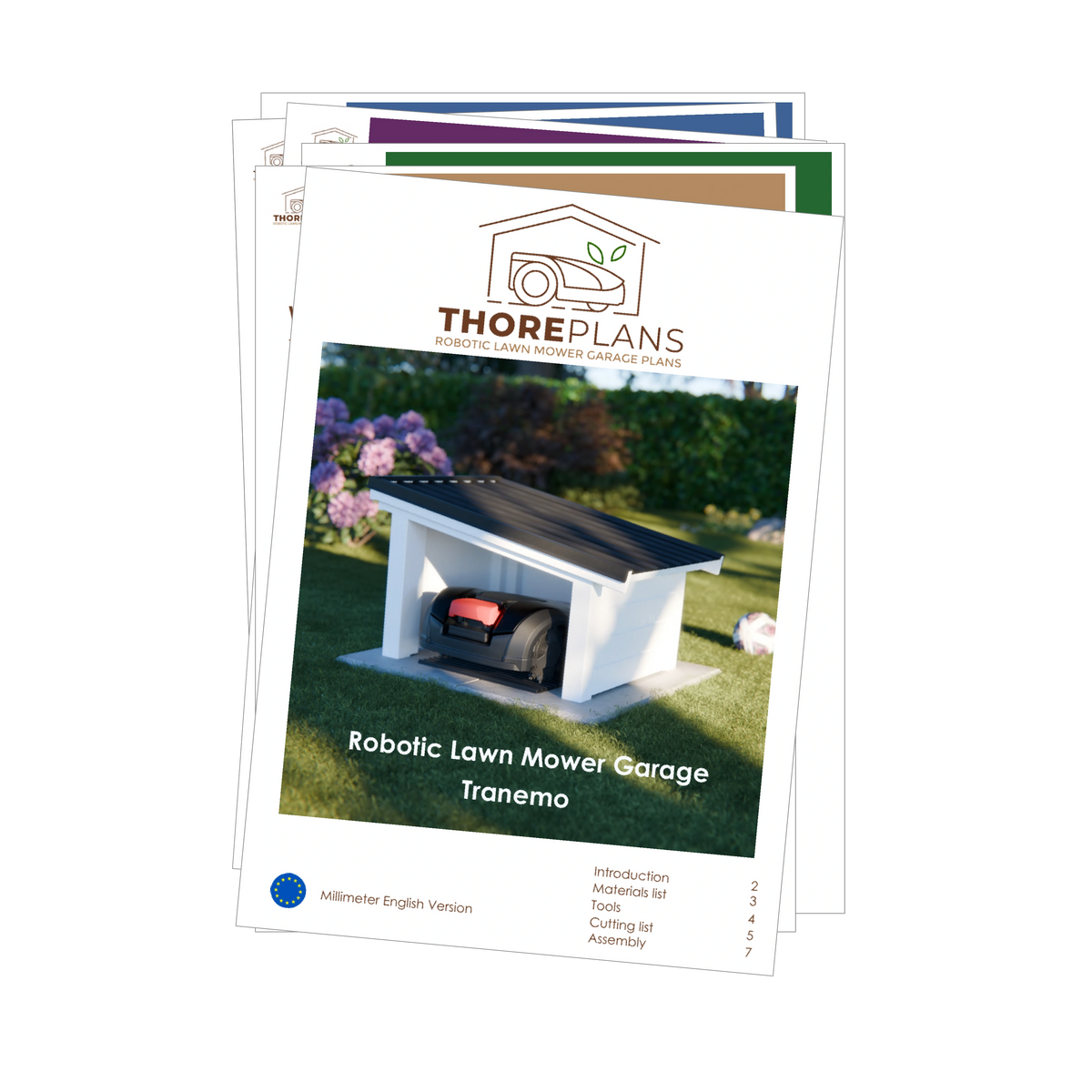 Tranemo PDF robot mower garage plan Millimeter English version booklet overview by ThorePlans